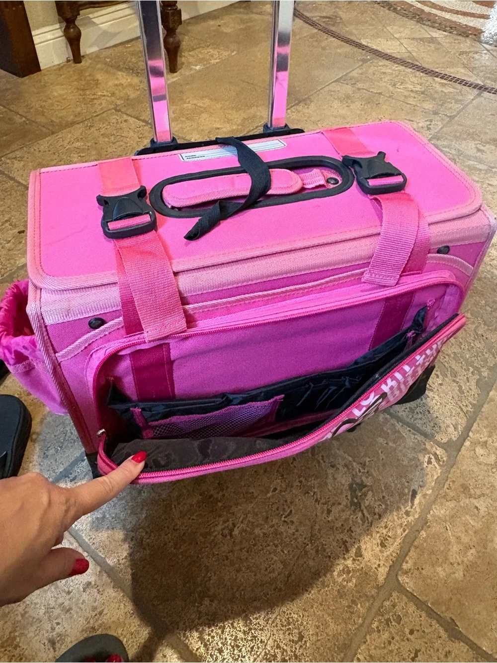 Sanrio Hello Kitty Pink Rolling Suitcase/Luggage Vintage Retro 15”x18”9-1/2”